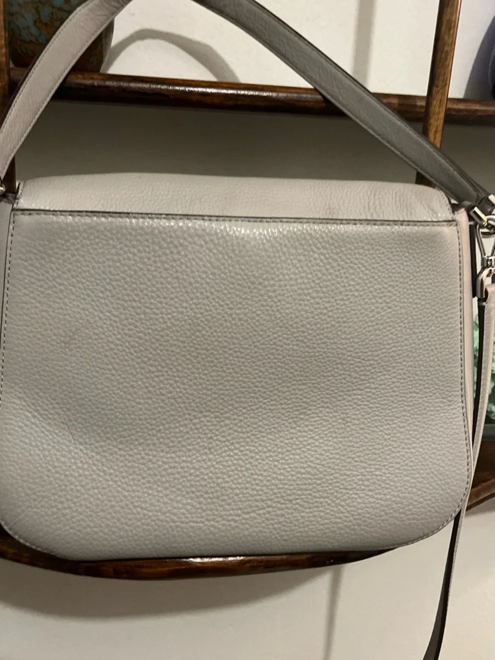 kate spade Pebbled Leather Shoulder Bag in Light Gray